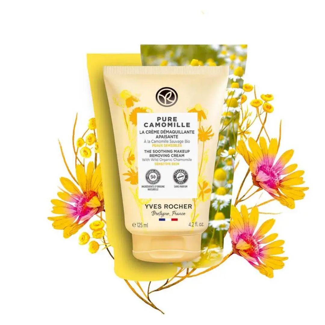 PURE CAMOMILLE nomierinošs grima noņemšanas krēms ar savvaļas kumelīšu ekstraktu, 125ml.