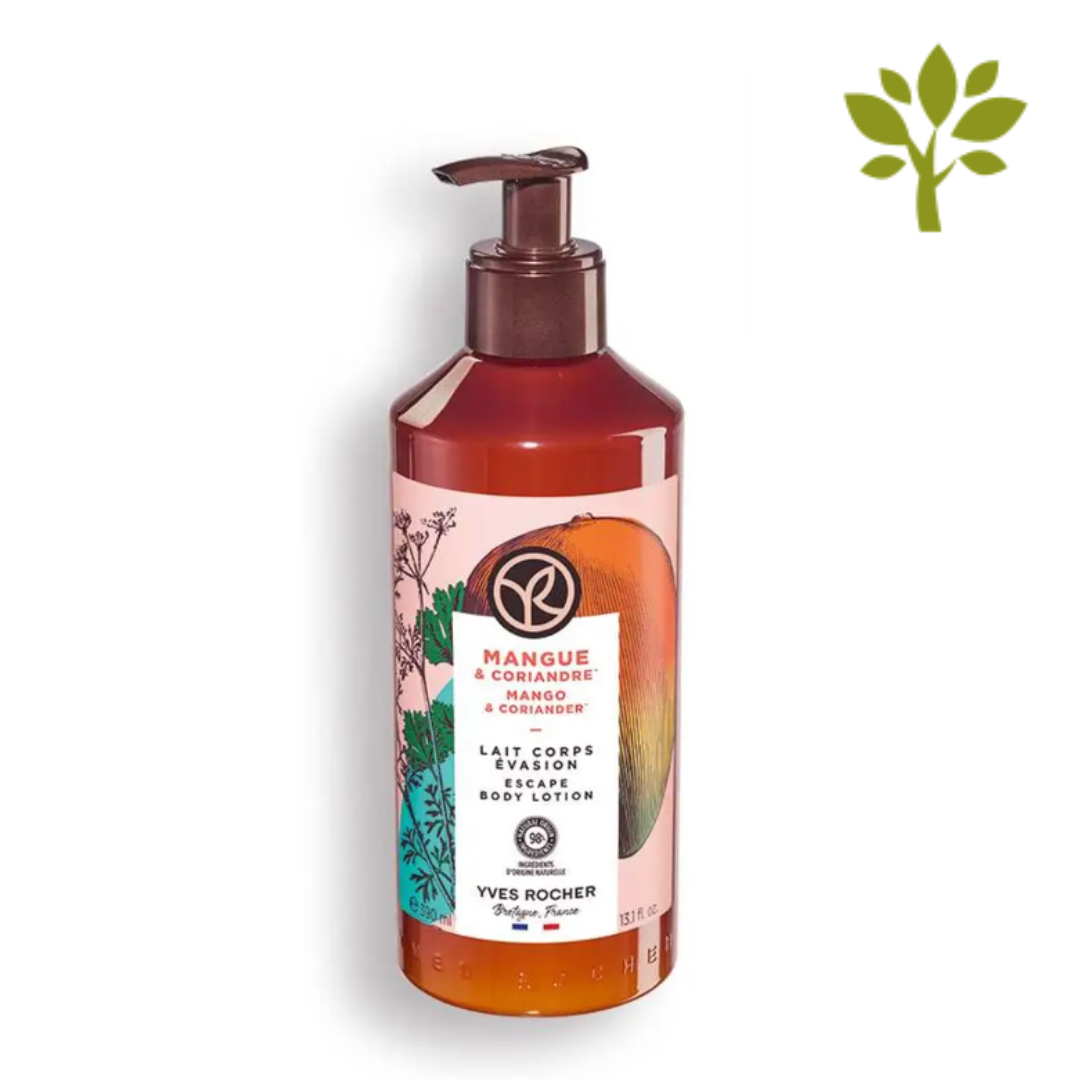 BAIN DE NATURE ķermeņa pieniņš ar dabīguar dabīgu mango un koriandra ekstraktiem, 390ml