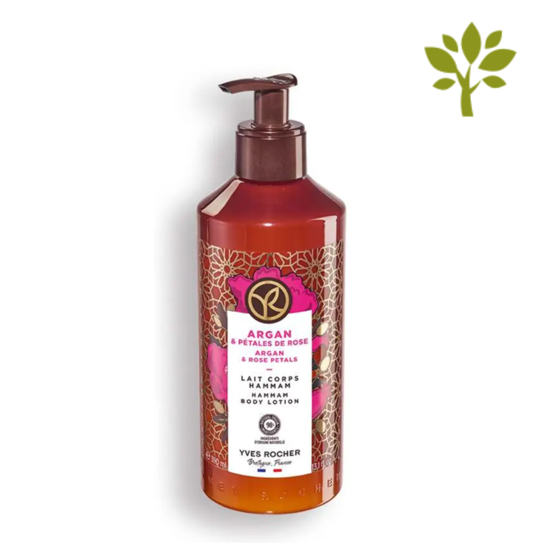 BAIN DE NATURE ķermeņa pieniņš ar dabīgu Argana eļļu un Marokas rozes ekstraktu, 390ml