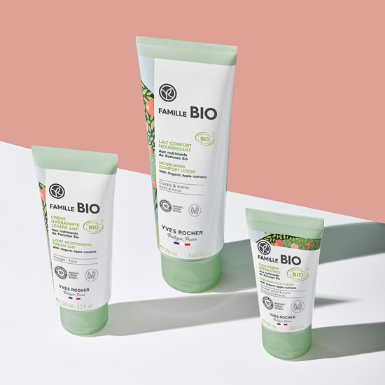 FAMILLE BIO barojošs pieniņš ķermenim un rokām ar organisku ābolu ekstraktu, 250ml