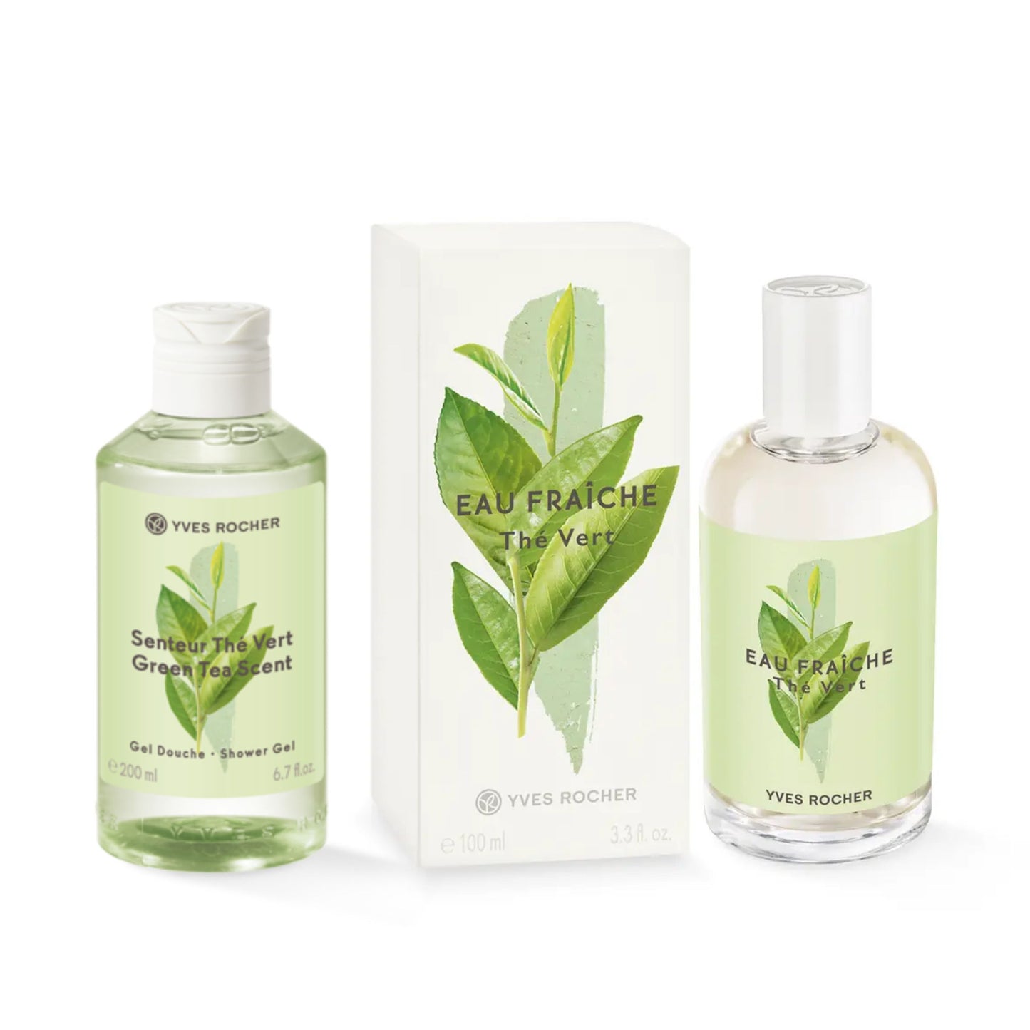 KOMPLEKTS ZAĻĀS TĒJAS SVAIGUMS ar tualetes ūdeni un parfimētu dušas gēlu