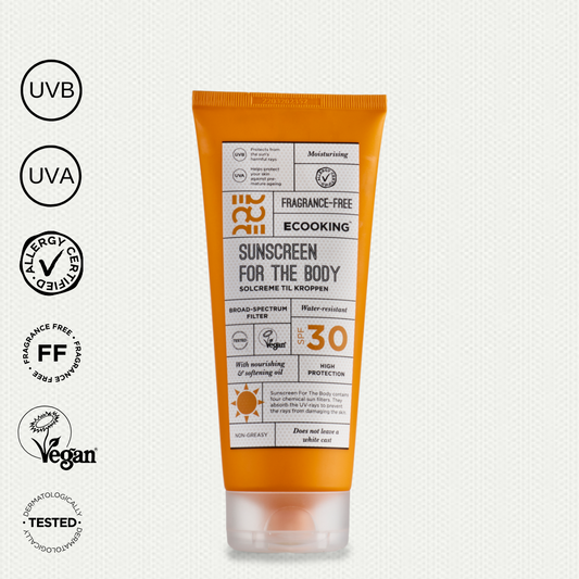 ECOOKING HIPOALERĢISKS SAULES AIZSARGLĪDZEKLIS ĶERMENIM AR SPF 30 ar dabīgu E vitamīnu, 200ML