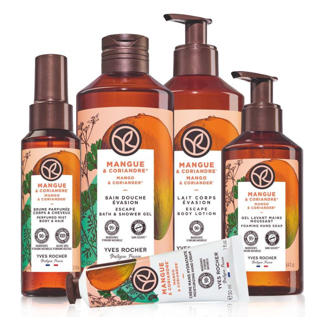 BAIN DE NATURE ķermeņa pieniņš ar dabīguar dabīgu mango un koriandra ekstraktiem, 390ml
